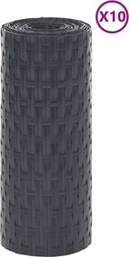 vidaXL Διαχωριστικό Βεράντας 10 τεμ. Ανθρακί 255x19 εκ. Συνθ. Ρατάν