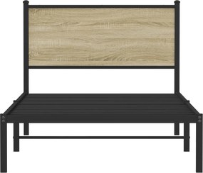 vidaXL Σκελετός Κρεβ. Χωρίς Στρώμα Sonoma Δρυς 100x200 εκ. Μεταλλικό