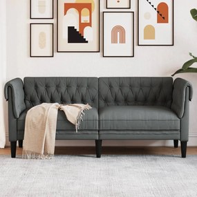vidaXL Καναπές Διθέσιος Chesterfield Σκούρο Γκρι Υφασμάτινος