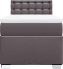 vidaXL Κρεβάτι Boxspring με Στρώμα Γκρι 90x190 εκ. από Συνθετικό Δέρμα