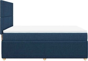 vidaXL Κρεβάτι Boxspring με Στρώμα Μπλε 140x190 εκ. Υφασμάτινο