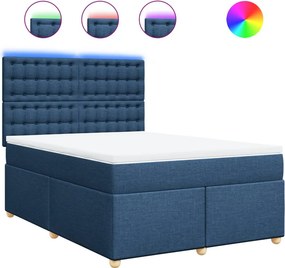 vidaXL Κρεβάτι Boxspring με Στρώμα Μπλε 160x200 εκ. Υφασμάτινο