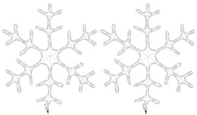 vidaXL Χριστουγ. Φιγούρες Χιονονιφάδες LED 2 τεμ. Θερμό Λευκό 59x59 εκ