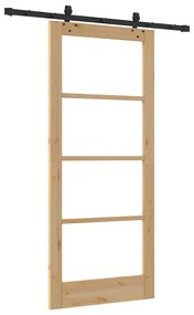 vidaXL Συρόμενη Πόρτα Χειροκίνητος Καφέ 86 x 198.5 cm Ξύλο και μέταλλο