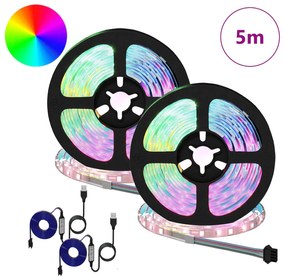 vidaXL Λωρίδα LED 2 pcs Μαύρο και Διαφανές 2500 χιλ