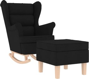 vidaXL Πολυθρόνα Κουνιστή Μαύρη Υφασμάτινη με Υποπόδιο