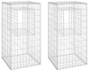 vidaXL Συρματοκιβώτια Στύλοι 2 τεμ. 50 x 50 x 100 εκ. Σιδερένιοι