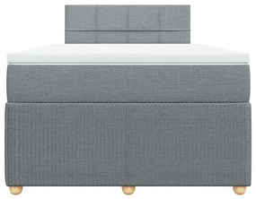 vidaXL Κρεβάτι Boxspring με Στρώμα Ανοιχτό Γκρι 120x190 εκ. Υφασμάτινο