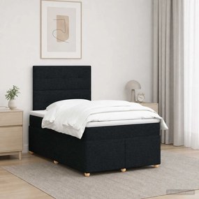 vidaXL Κρεβάτι box spring με στρώμα Μαύρο 120 x 190 cm Ύφασμα
