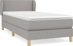 vidaXL Κρεβάτι Boxspring με Στρώμα Ανοιχτό Γκρι 90x200 εκ. Υφασμάτινο