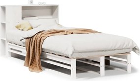 vidaXL Κρεβάτι Βιβλιοθήκη Χωρίς Στρώμα Λευκό 75x190 εκ Μασίφ Πεύκο
