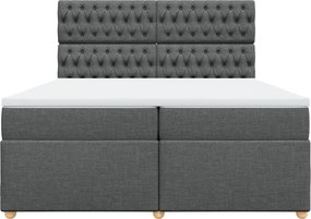 vidaXL Κρεβάτι Boxspring με Στρώμα Σκούρο Γκρι 200x200 εκ. Υφασμάτινο