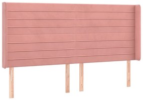 vidaXL Κρεβάτι Boxspring με Στρώμα &amp; LED Ροζ 180x200 εκ. Βελούδινο