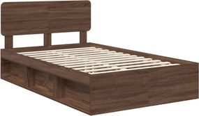 vidaXL Σκελετός Κρεβατιού Καφέ δρυς 120 x 200 cm Στερεά ξυλεία πεύκου