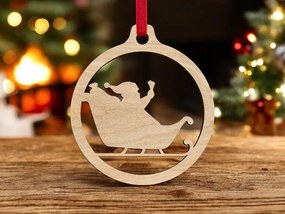 Σετ των 3 Intra απο ξύλο plywood 3mm-4mm πάχος – Μπιχλιμπίδι με έλκηθρο Άγιου Βασίλη 12x15 cm INTRAVECTRY-MY545264