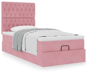 VidaXL Οθωμανικό κρεβάτι με στρώματα Ροζ 100x200cm Velvet