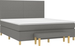 vidaXL Κρεβάτι Boxspring με Στρώμα Σκούρο Γκρι 160x200 εκ Υφασμάτινο