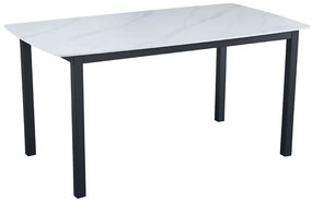 Τραπέζι Pluto 02-0624 160x90x76cm Marble Effect White-Black Metal, Ceramic