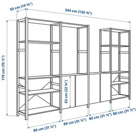 IVAR 4 τμήματα/ράφια, 344x50x179 cm 794.070.68