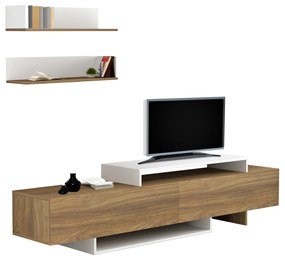 TV FURNITURE SET EDUARDO  MELAMINE IN NATURAL-WHITE 180x29,5x45Hcm.