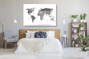 Εικόνα στο φελλό ενός εξαιρετικού παγκόσμιου χάρτη σε ασπρόμαυρο