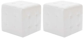 vidaXL Σκαμπό Πουφ 2 τεμ. Λευκά 30 x 30 x 30 εκ. από Συνθετικό Δέρμα