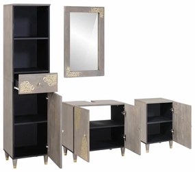 vidaXL Σετ Επίπλων Μπάνιου με συρτάρι 4 pcs Γκρι 62 x 33 x 58 εκ.