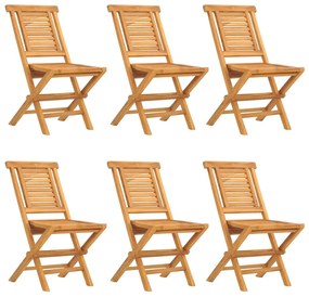 Καρέκλες Κήπου Πτυσσόμενες 6 τεμ. 47x63x90 εκ. Μασίφ Ξύλο Teak - Καφέ