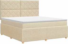 vidaXL Κρεβάτι box spring με στρώμα Κρεμ 160 x 200 cm Ύφασμα