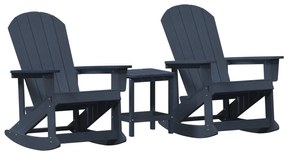 vidaXL Σετ Ξαπλώστρας Κήπου 3 pcs Ναυτικό μπλε HDPE