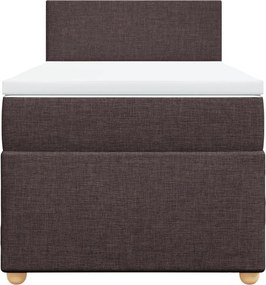 vidaXL Κρεβάτι Boxspring με Στρώμα Σκούρο Καφέ 90x200 εκ. Υφασμάτινο
