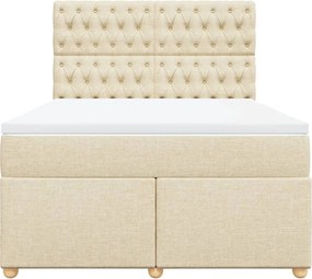 vidaXL Κρεβάτι Boxspring με Στρώμα Κρεμ 140x200 εκ. Υφασμάτινο