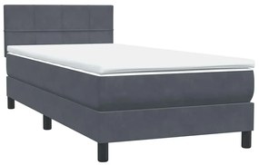 Box Spring Κρεβάτι με στρώμα Σκούρο γκρι 100x220 εκ. Βελούδινο - Γκρι