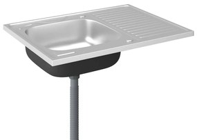 vidaXL Νεροχύτης + Ποδιά Σετ Ασημί 800x600x155 χιλ. Ανοξείδωτο Ατσάλι