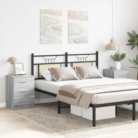 vidaXL Κομοδίνα 2 Τεμ. Γκρι Sonoma 38x35x56 εκ. από Επεξεργασμένο Ξύλο