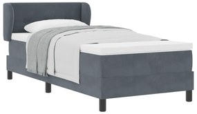 vidaXL Κρεβάτι Box Spring με Στρώμα  Γκρι 90x190 εκ. Βελούδο