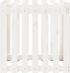 vidaXL Ζαρντινιέρα με Σχέδιο Φράχτη Λευκή 70 x 70 x 70 εκ. Μασίφ Πεύκο