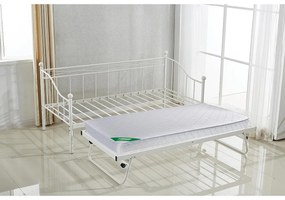 Daybed Για Στρώμα 90x190cm Και Βοηθητικό Κρεβάτι Με Στρώμα Λευκό Μέταλλο 198x97x93/185x85x36cm