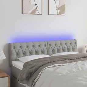 Κεφαλάρι Κρεβατιού LED Ανοιχτό Γκρι 160x7x78/88 εκ. Υφασμάτινο - Γκρι