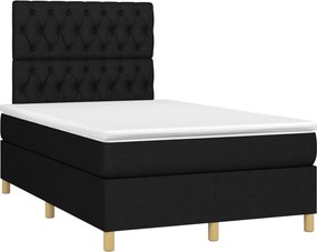vidaXL Κρεβάτι Boxspring με Στρώμα Μαύρο 120x200 εκ. Υφασμάτινο