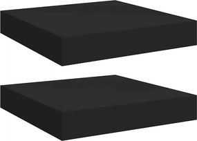 vidaXL Ράφια Τοίχου 2 τεμ. Μαύρα 23x23,5x3,8 εκ. MDF