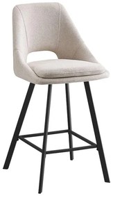 Bar stool Initiate cream teddy fabric-leg black metal 48x56x98cm 48x56x98 εκ.