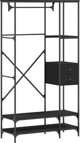 vidaXL Κρεμάστρα Ρούχων με Ράφια Μαύρη από Επεξεργασμένο Ξύλο