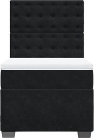 vidaXL Κρεβάτι Boxspring με Στρώμα Μαύρο 100x200 εκ. Βελούδινο
