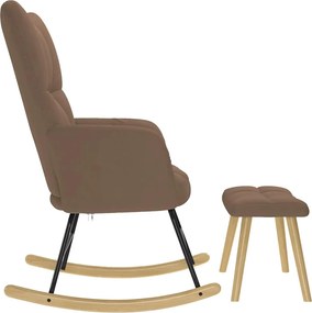 vidaXL Πολυθρόνα Κουνιστή Καφέ Υφασμάτινη με Υποπόδιο