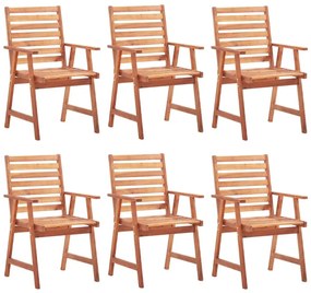 Καρέκλες Τραπεζαρίας Εξ. Χώρου 6 τεμ. Ξύλο Ακακίας με Μαξιλάρια - Καφέ