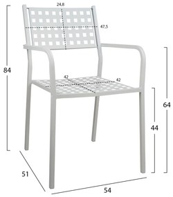 Καρέκλα - Πολυθρόνα ZETA C5031.02 Μεταλλική Λευκή 54x51x84 εκ. 54x51x84 εκ.