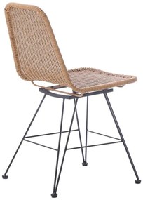 Καρέκλα Pamela pe rattan φυσικό - μαύρα μεταλλικά πόδια 44x58x82 εκ. 44x58x82 εκ.