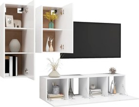 vidaXL Έπιπλα Τηλεόρασης Σετ 4 Τεμαχίων Λευκό από Επεξ. Ξύλο