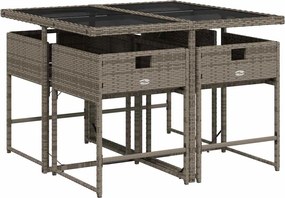 vidaXL Σετ Τραπεζαρίας Κήπου 5 τεμ. Γκρι Συνθ. Ρατάν με Μαξιλάρια